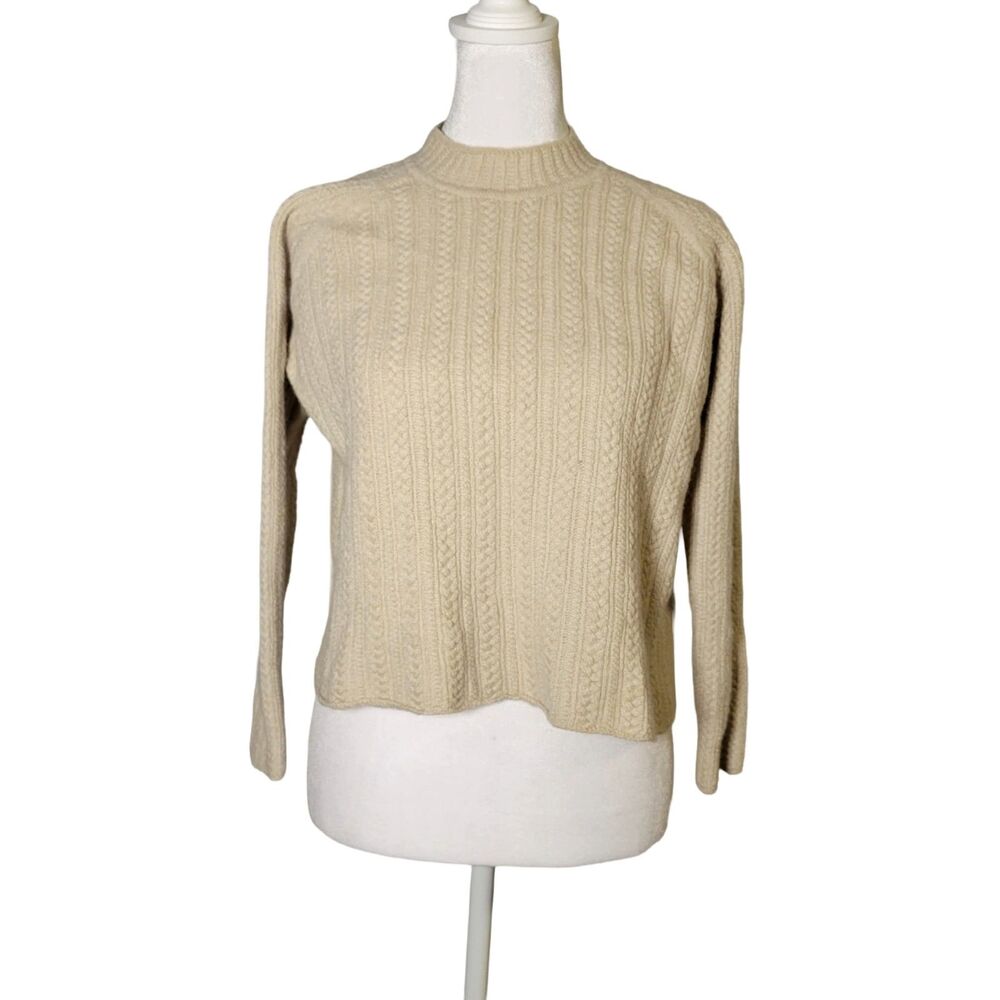 100% Dehaired Royal Alpaca 111 Sweater Womens L Cable Knit Quiet Luxury Peru